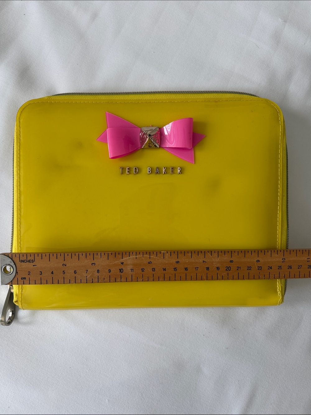 Ted Baker Yellow Patent Pouch with Pink Bow Detail - Picture 7 of 10